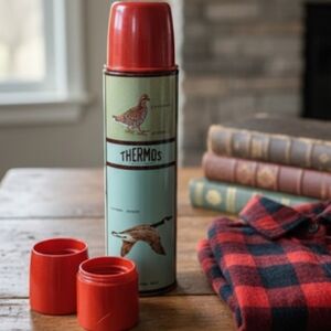 Vintage MCM Thermos Game Birds #303 | Made in Canada | 1L with Nesting Cups